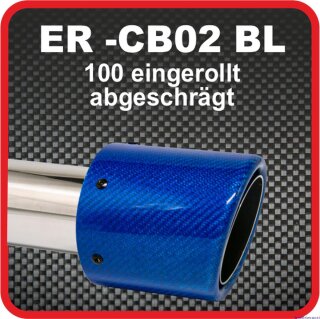 Endrohr Echt-Carbon 1 x 100mm rund abgeschrägt, blau...