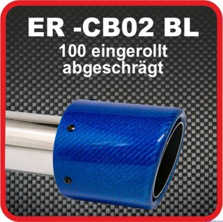 Endrohr Echt-Carbon 1 x 100mm rund abgeschrgt, blau...