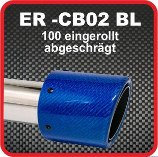 Endrohr Echt-Carbon 1 x 100mm rund abgeschrägt, blau glänzend