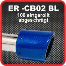 Endrohr Echt-Carbon 1 x 100mm rund abgeschr&auml;gt, blau gl&auml;nzend