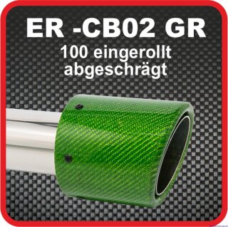 Endrohr Echt-Carbon 1 x 100mm rund abgeschrägt, grün...