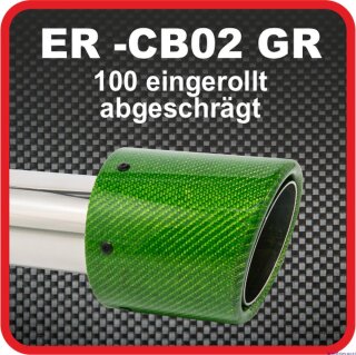 Endrohr Echt-Carbon 1 x 100mm rund abgeschrägt, grün glänzend