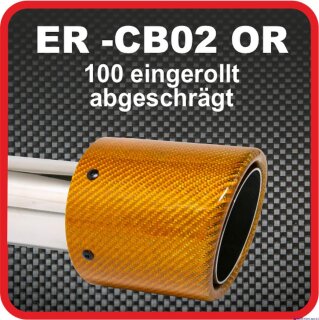 Endrohr Echt-Carbon 1 x 100mm rund abgeschrägt, orange glänzend