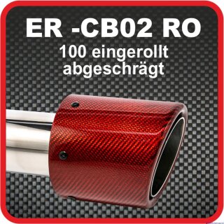 Endrohr Echt-Carbon 1 x 100mm rund abgeschrägt, rot glänzend