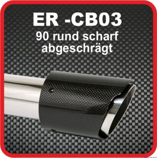 Endrohr Echt-Carbon 1 x 90mm rund scharf abgeschrägt, schwarz