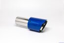 Tailpipe Carbon 1 x 90mm round sharp-edged slanted, blue glossy