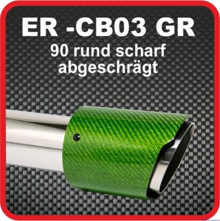 Endrohr Echt-Carbon 1 x 90mm rund scharf abgeschrägt, grün glänzend