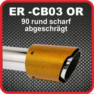 Endrohr Echt-Carbon 1 x 90mm rund scharf abgeschrägt, orange glänzend