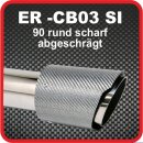 Endrohr Echt-Carbon 1 x 90mm rund scharf abgeschr&auml;gt, silber gl&auml;nzend