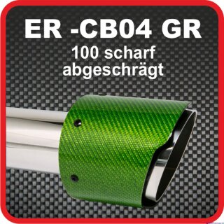 Endrohr Echt-Carbon 1 x 100mm rund scharf abgeschrägt, grün glänzend