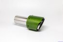 Tailpipe Carbon 1 x 100mm round sharp-edged slanted, green glossy
