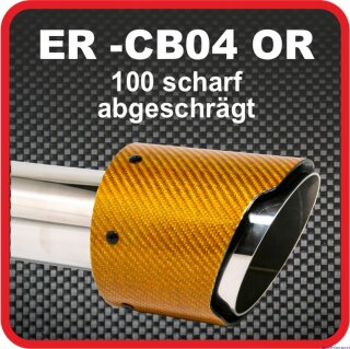 Endrohr Echt-Carbon 1 x 100mm rund scharf abgeschrägt, orange glänzend