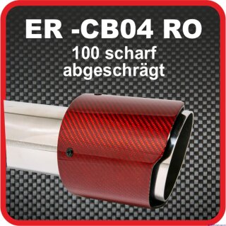 Endrohr Echt-Carbon 1 x 100mm rund scharf abgeschrägt, rot glänzend