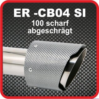 Endrohr Echt-Carbon 1 x 100mm rund scharf abgeschrägt, silber glänzend