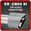 Endrohr Echt-Carbon 1 x 100mm rund scharf abgeschr&auml;gt, silber gl&auml;nzend