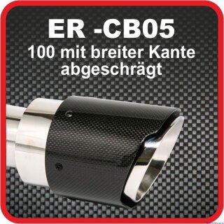 Endrohr Echt-Carbon 1 x 100mm rund breite Kante abgeschrägt, schwarz