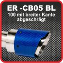 Endrohr Echt-Carbon 1 x 100mm rund breite Kante abgeschr&auml;gt, blau gl&auml;nzend