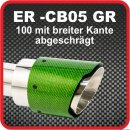 Endrohr Echt-Carbon 1 x 100mm rund breite Kante abgeschr&auml;gt, gr&uuml;n gl&auml;nzend