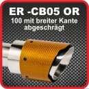 Endrohr Echt-Carbon 1 x 100mm rund breite Kante abgeschr&auml;gt, orange gl&auml;nzend