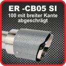 Endrohr Echt-Carbon 1 x 100mm rund breite Kante abgeschr&auml;gt, silber gl&auml;nzend