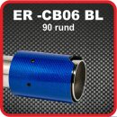 Endrohr Echt-Carbon 1 x 90mm rund blau glänzend