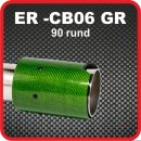 Endrohr Echt-Carbon 1 x 90mm rund grün glänzend