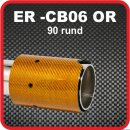 Endrohr Echt-Carbon 1 x 90mm rund orange gl&auml;nzend