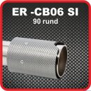 Endrohr Echt-Carbon 1 x 90mm rund silber gl&auml;nzend