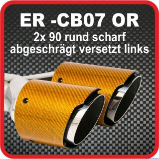 Tailpipe Carbon 2 x 90mm round sharp-edged slanted, slanted left side, orange glossy