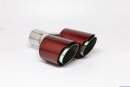 Tailpipe Carbon 2 x 90mm round sharp-edged slanted, slanted left side, red glossy