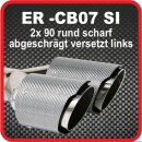 Endrohr Echt-Carbon 2 x 90mm rund scharf abgeschr&auml;gt, versetzt links, silber gl&auml;nzend