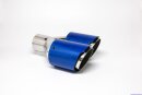 Tailpipe Carbon 2 x 90mm round sharp-edged slanted, slanted right side, blue glossy