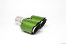 Tailpipe Carbon 2 x 90mm round sharp-edged slanted, slanted right side, green glossy