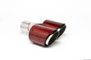 Tailpipe Carbon 2 x 90mm round sharp-edged slanted, slanted right side, red glossy