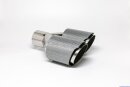 Tailpipe Carbon 2 x 90mm round sharp-edged slanted, slanted right side, silver glossy