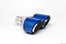 Tailpipe Carbon 2 x 100mm round sharp-edged slanted, slanted left side, blue glossy