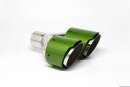 Tailpipe Carbon 2 x 100mm round sharp-edged slanted, slanted left side, green glossy