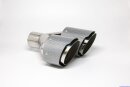 Tailpipe Carbon 2 x 100mm round sharp-edged slanted, slanted left side, silver glossy