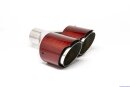 Tailpipe Carbon 2 x 100mm round sharp-edged slanted, slanted right side, red glossy