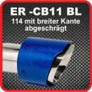 Endrohr Echt-Carbon 1 x 114mm rund breite Kante abgeschr&auml;gt, blau gl&auml;nzend