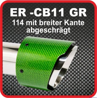 Endrohr Echt-Carbon 1 x 114mm rund breite Kante abgeschrägt, grün glänzend