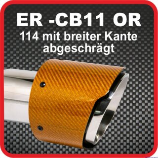 Endrohr Echt-Carbon 1 x 114mm rund breite Kante abgeschrägt, orange glänzend