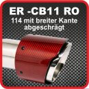 Endrohr Echt-Carbon 1 x 114mm rund breite Kante abgeschr&auml;gt, rot gl&auml;nzend