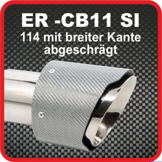 Endrohr Echt-Carbon 1 x 114mm rund breite Kante abgeschrägt, silber glänzend