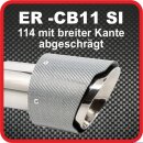 Endrohr Echt-Carbon 1 x 114mm rund breite Kante abgeschr&auml;gt, silber gl&auml;nzend