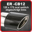Tailpipe Carbon 1 x 120x175mm oval rolled slanted to left side, black