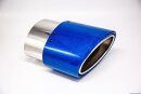 Tailpipe Carbon 1 x 120x175mm oval rolled slanted to left side, blue glossy