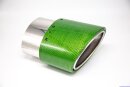 Tailpipe Carbon 1 x 120x175mm oval rolled slanted to left side, green glossy