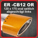Endrohr Echt-Carbon 1 x 120x175mm oval seitlich abgeschr&auml;gt, links, orange gl&auml;nzend