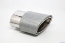 Tailpipe Carbon 1 x 120x175mm oval rolled slanted to left side, silver glossy